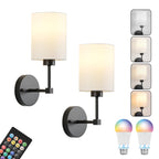 Battery Operated Wall Sconce Set of Two,Wireless Rechargeable Wall Light With Remote Control, Dimmable, 1800K/3000K/4000K/6000K/RGB, Timer, for Living Room, Bedroom, Fireplace, TV, 13.5 Inch, Black