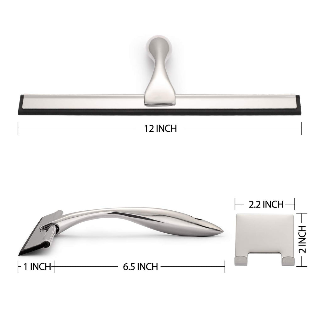 Hiware All-Purpose Shower Squeegee for Shower Doors, Bathroom, Window and Car Glass - Stainless Steel, 12 Inches