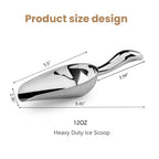 12 Oz 304 Stainless Steel Ice Scoop for Freezer & Ice Machine 2 Pack– Heavy Duty Metal Scooper, Dishwasher Safe, Multi-Purpose for Kitchen, Bar, Party, Wedding (Ice,Dry Goods) (Polished silver)