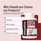 STAY ALIVE EDTA Capsules 1500mg with Zeolite 98% and Kale Extract Powder, 120 Pills, Non-GMO & Gluten Free Calcium Disodium EDTA Supplement