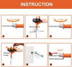 Drain Auger, Clog Remover with Drill Adapter, 25 Feet Flexible Plumbing Snake Use Manually or Powered for Kitchen, Bathroom and Shower Sink, Comes with Gloves (orange)