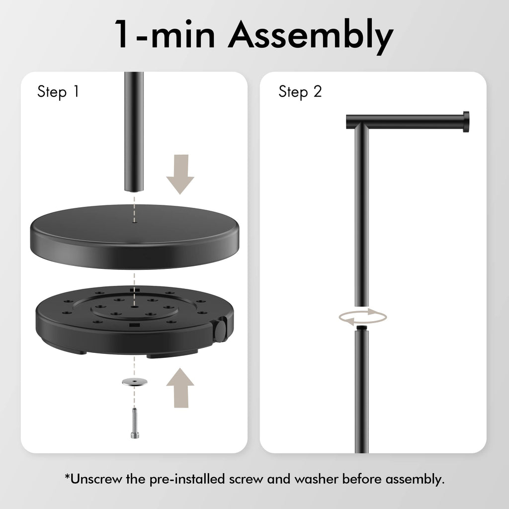 KES Bathroom Toilet Paper Holder Stand Modern Tissue Roll Holder SUS304 Stainless Steel Rustproof Freestanding 20.2" H, Matte Black BPH283S1-BK