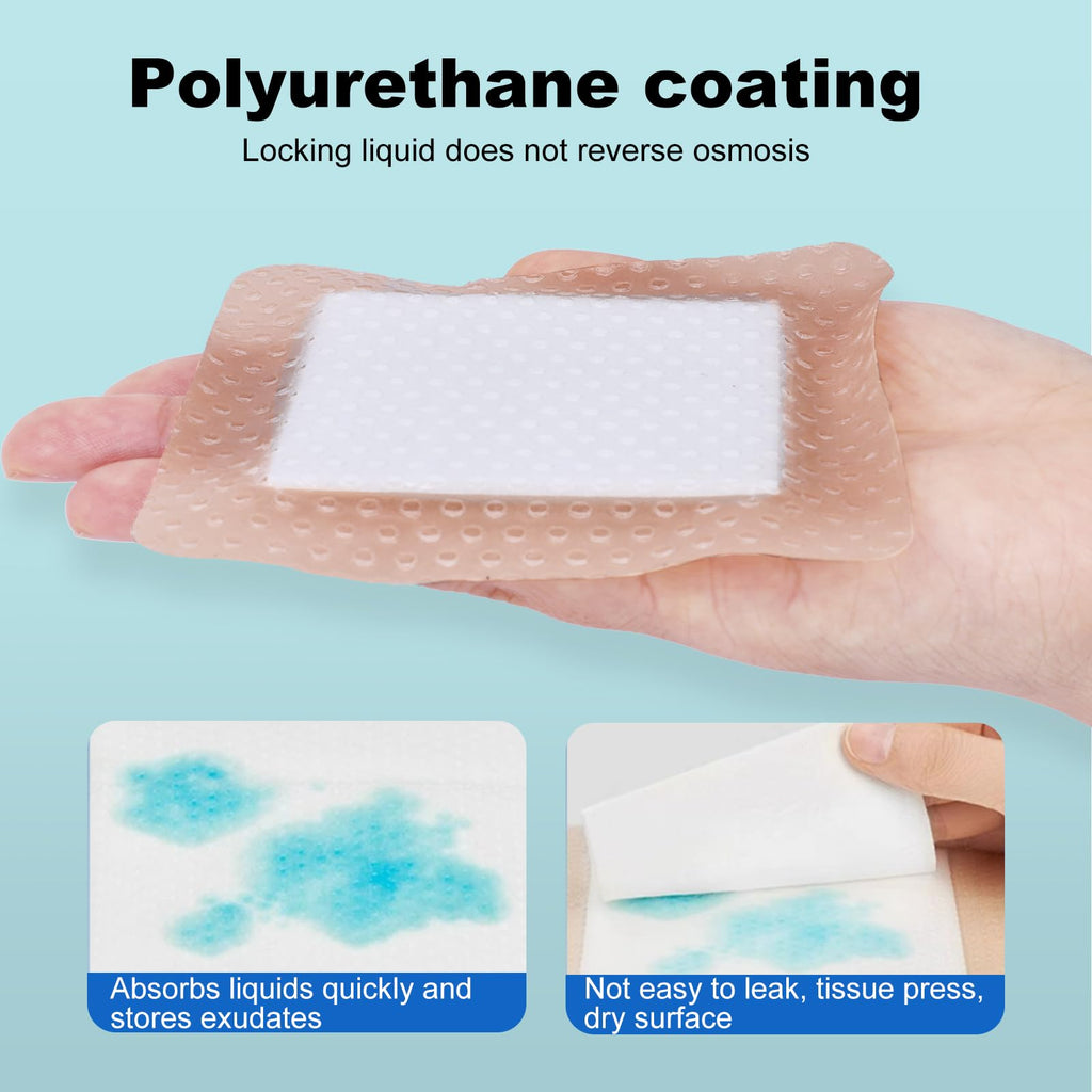 20Pcs Silicone Foam Dressing 4x4 Gentle Border, Waterproof Silicone Bandages for Wounds Care, Bed Sore Patches, Super Absorbent Wound Dressing, Self Adhesive Pressure Sore Pads
