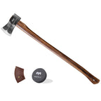 35.5" Splitting Axe, Wood Splitting Axe for Medium to Large Size Logs, 1065 High Carbon Steel Chopping Axe with Hickory Wood Handle and Leather Sheath for Chopping Firewood - Head 4.5 lbs