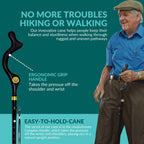Campbell Posture Cane | Walking Cane for Men, Women | Mobility Device, Portable, Lightweight, Adjustable, Self-Standing, Folding, Collapsible Hand Walking Stick, 10 Height Adjustment, 360 Traction Tip
