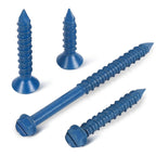 1/4" x 3-1/2" Concrete Screws, 50 PCS Blue Hex Washer Head Concrete Screws Anchor Kit with Drill Bit and Hex Bit Socket, for Masonry, Cement, Block, Brick or Stucco
