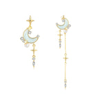 SIXFOX Cute Star Earrings for Women, Gold Moon Celestial Earrings, Drop Space Earring for Teen Jewelry Gift