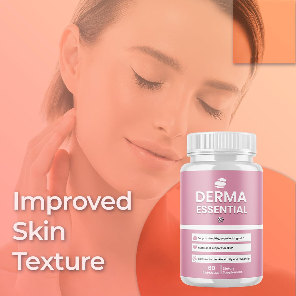 Derma Essential Capsules, Official Derma Essential Capsules with All Natural Ingredients, Advanced Formula Probiotic Skin and Health Support, Max Strength Supplement for Overall Wellness (60 Capsules)