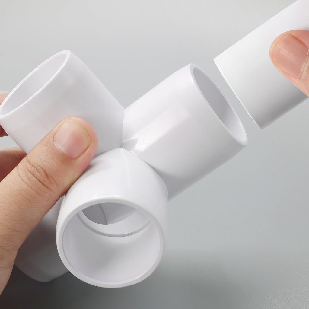4 Way PVC Pipe Fittings 1 Inch, Zernmiarder White PVC Elbow Corner Side Outlet Tee Fitting, SCH40 Furniture Grade Pipe Connectors - Fits 1" Polyvinyl Chloride Pipes, 12 Pieces