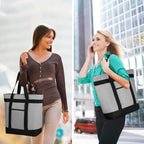 CIVJET Insulated Reusable Tote Bag for Grocery Shopping for Women/Men, Pizza/Food Delivery Bag to Keep Food Cold/Hot for Professional Catering, Cooler bags for Travel/Beach/Picnic, Grey, 3-Pack