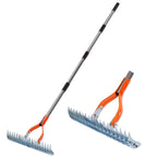 Thatch Rake for Lawn with Adjustable Handle Heavy Duty Steel Lawn Rake