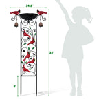 Cardinal Bird Garden Trellis with Wind Chime, Outdoor Yard Decor