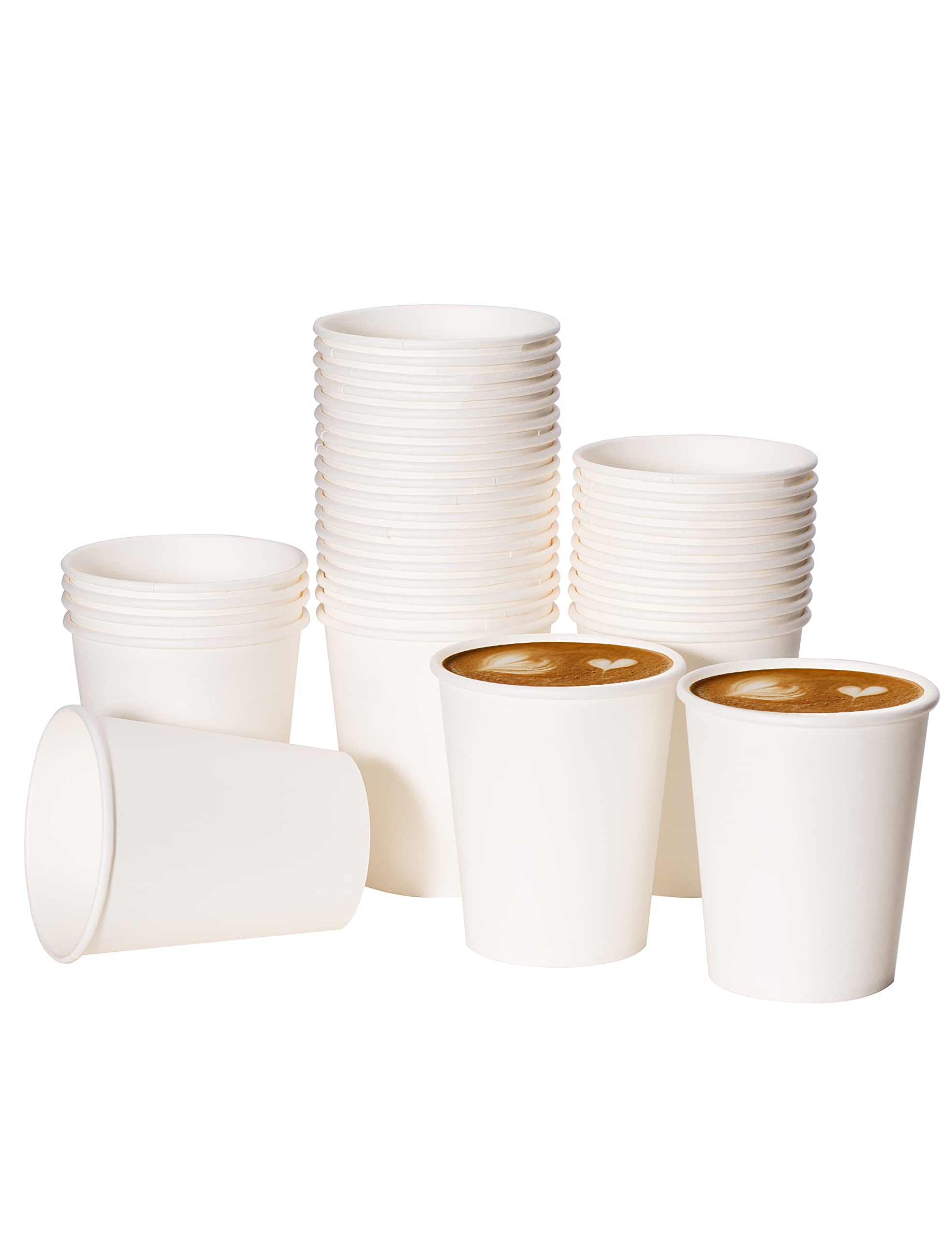 RACETOP Coffee Paper Cups 8 oz [100 pack], Disposable Coffee Cups, Hot Coffee Cups, Office (8 oz 100 pack)