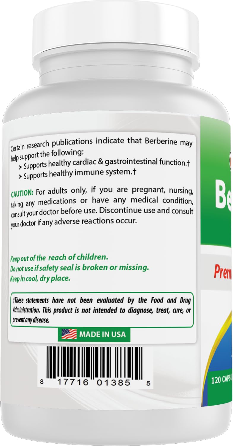 Best Naturals Berberine Plus 1000 mg/Serving 120 Capsules (120 Count (Pack of 2))