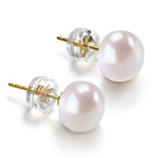 PAVOI Pearl Stud Earrings for Women, 14K Gold, Yellow Gold, Size 8, Pearl