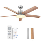DREO Smart Ceiling Fan with Lights, 52 Inch, 12 Speeds & 3 Fan Modes, Stepless Color Tones, Dimmable LED Light, 12H Timer, Quiet DC Motor, Remote/APP/Alexa Control, Silver Ceiling Fans Indoor
