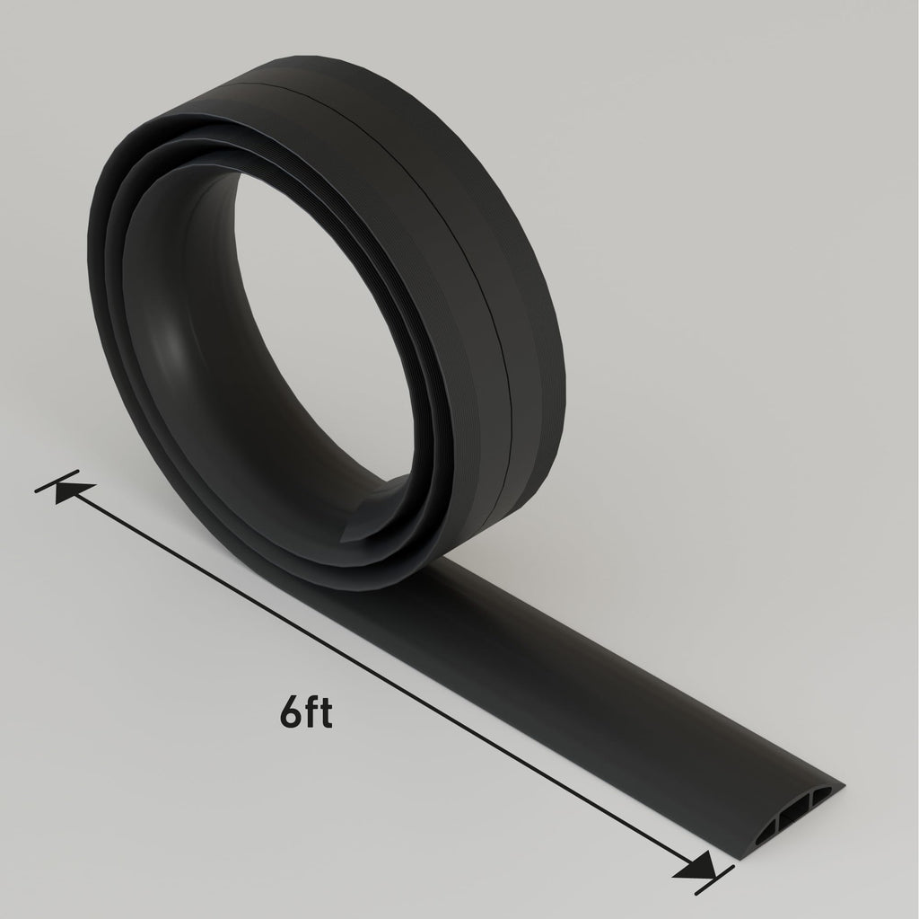 D-Line 6ft Floor Cord Cover, Cable Protector, Hide Extension Cords, Protect Cords, Prevent Cable Trips, Heavy Duty Cord Hider - Cable Cavity = 0.63" (W) x 0.31" (H) - Black