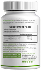 DEAL SUPPLEMENT 2 Pack Vitamin D3 5,000 IU + K2 MK7 Softgels, 500 Count | 2-in-1 Complex | Supports Heart, Bone, Teeth & Immune Health | Easy to Swallow