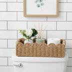 CubesLand Scalloped Toilet Paper Storage Basket W/Handle for Home Decor