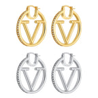18K Gold Luxury Letter Earrings for Women and Sisters | Valentines, Birthday Gifts, Elegant Accessories for Any Occasion (V Letter Earrings 2 Pair)