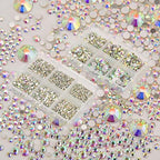 8000pcs Non Hotfix Rhinestones 10 Sizes Flatback Crystal Glass Rhinestones with Tweezers and Picking Pen for Nail Art Clothes Bags Phone Decorations Crafts DIY (001ab Crystal AB Mix SS3-SS30)