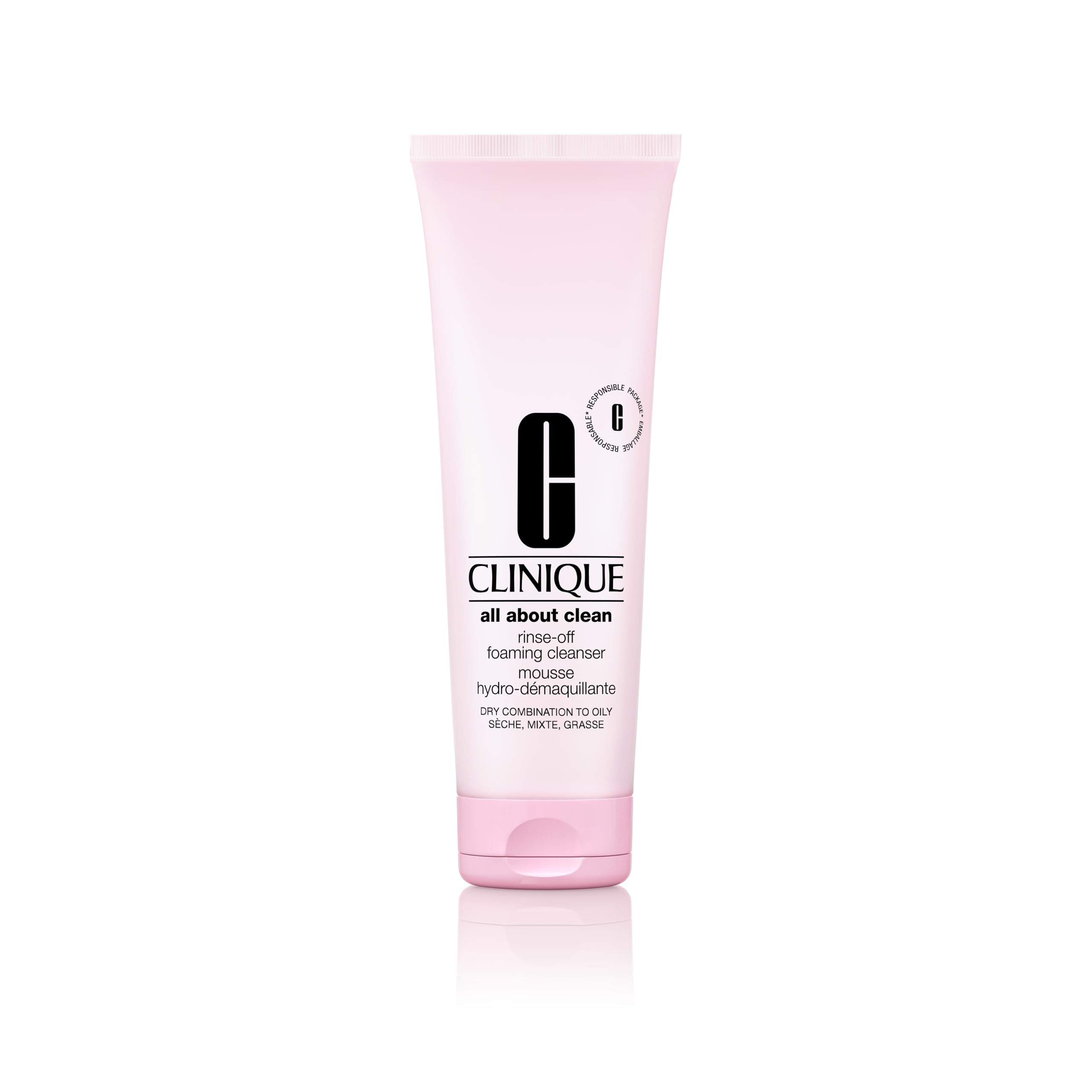 Clinique All About Clean Rinse-Off Foaming Face Wash | Face Cleanser With Hyaluronic Acid + Glycerin For Oily Skin Types | Dissolves Makeup + Sunscreen, 8.5 Fl Oz