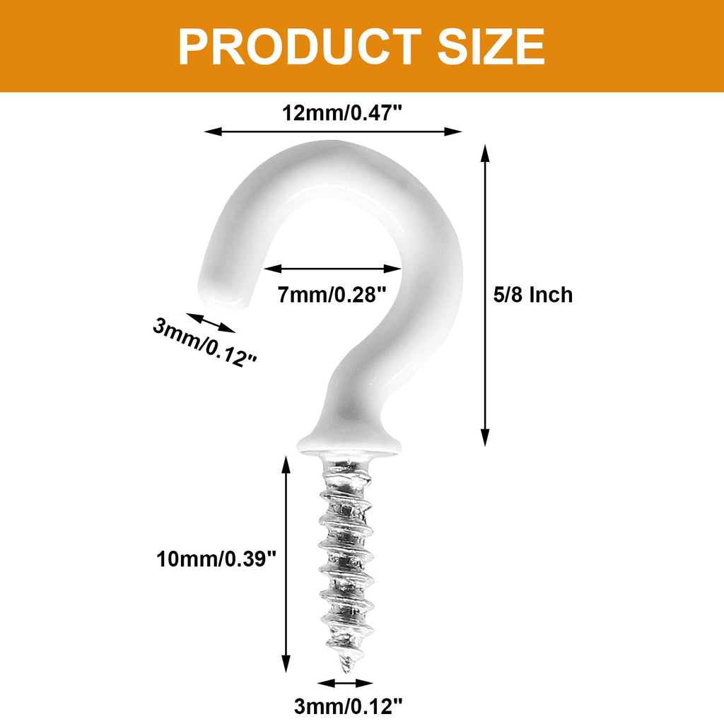 Biaungdo Ceiling Cup Hooks, 5/8", White, 100 Pcs