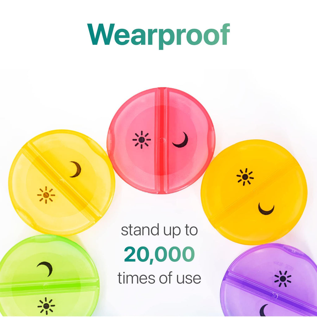 Sukuos Large Weekly Pill Organizer 2 Times a Day, Daily Pill Box 7 Day Easy to Open, Double Protection Medicine Case for Vitamin/Fish Oil/Supplements, Clear (2 Pack)