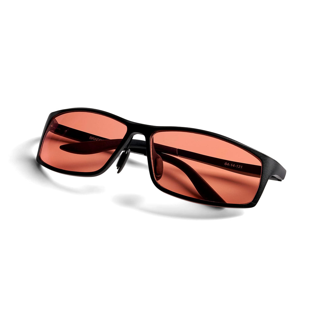 BRADDELL FL-41 Rose Tinted Blue Light Glasses for Migraine Light Sensitivity, Eyestrain and Fluorescent LED Glare (Aluminum)
