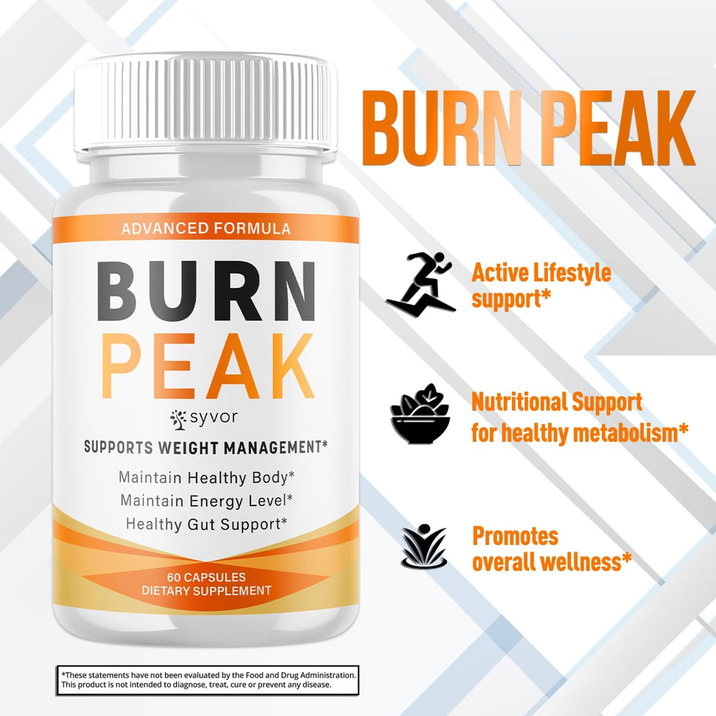 Burn Peak Capsules, Official Burnpeak Pink Salt Pills with All Natural Ingredients, Advanced BurnPeak Health and Wellness Supplement with Premium Vitamins for Active Lifestyle Support (60 Capsules)