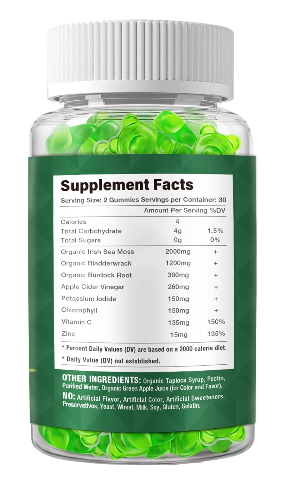 Riyuetian 2 Pack Sea Moss Gummies - 120 Vegan Irish Moss Gummy Bears - Made with Natural & Organic Sea Moss Gel, Bladderwrack & Burdock Root - Seamoss Supplement for Energy, Immune Support