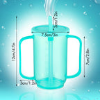 Sliner Adult Sippy Cups for Elderly 12 oz Straw Sippy Cups with 2 Handles No Spill for Adults Spill Proof Dysphagia Cup for Disabled Patients (Blue)