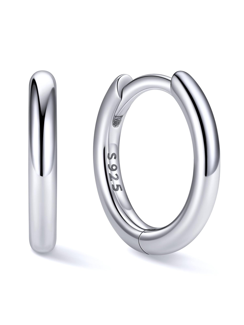 ChicSilver Sterling Silver Huggie Earrings for Women, 8MM Hoop Earrings