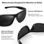 SKYFUEN Bifocal Polarized Sunglasses Men, Anti glare/UV TR90 Wrap Sports Sun Readers Reading Glasses Fishing Driving Outdoor Far/Near Tinted Bi-Focal Build-in Vintage Eyeglasses, 2.0
