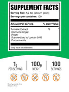 BulkSupplements.com Turmeric Extract Powder - from Turmeric Root, Curcumin Supplements, Turmeric Curcumin Powder - Gluten Free, 1g per Serving, 100g (3.5 oz) (Pack of 1)