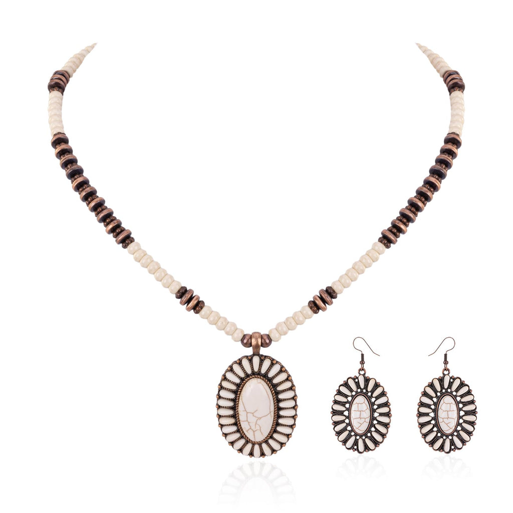 Montana West Rustic Couture's Turquoise Squash Blossom Necklace Earring Set