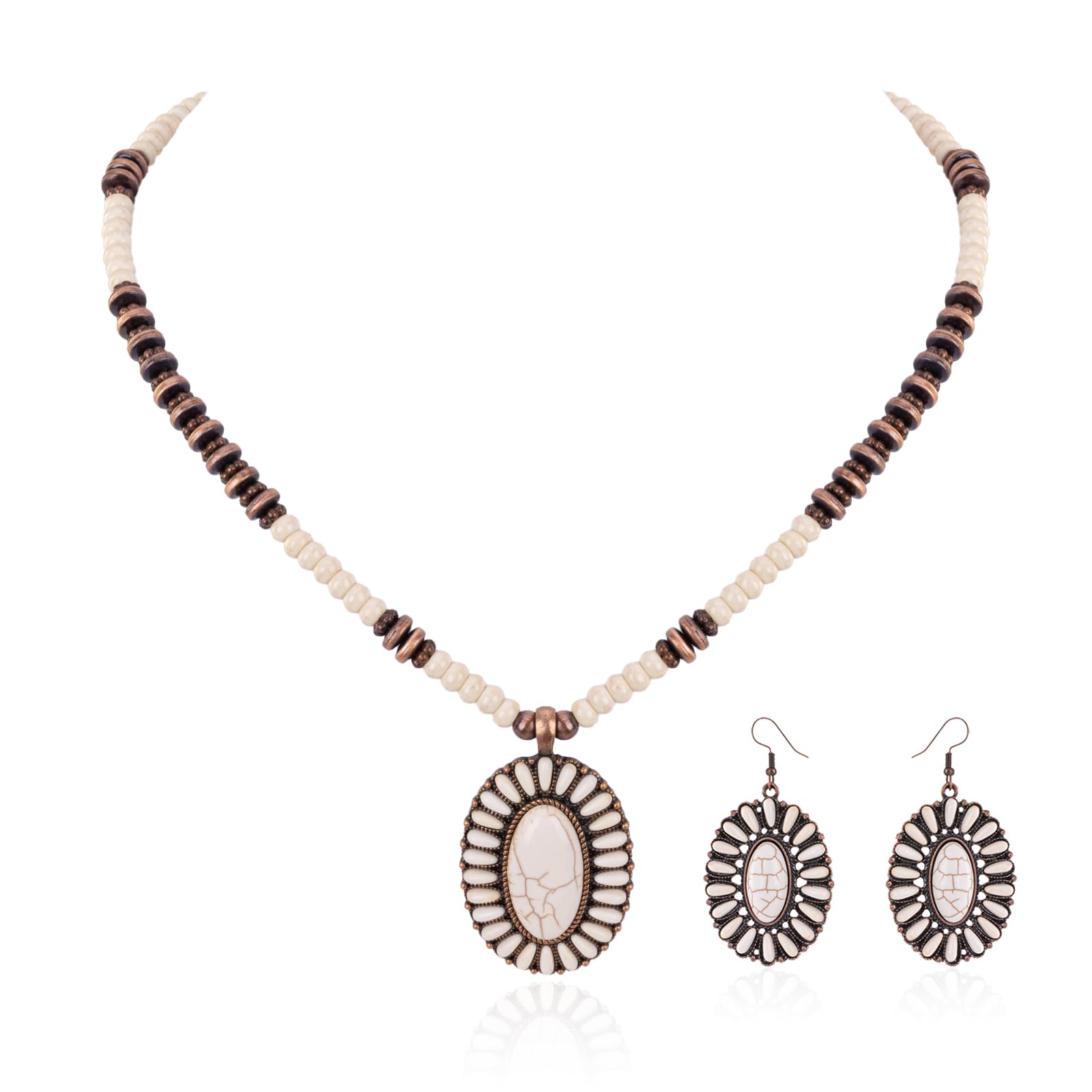 Montana West Rustic Couture's Turquoise Squash Blossom Necklace Earring Set