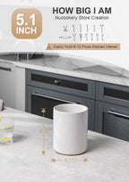 Nucookery Ceramic Kitchen Utensil Holder for Countertop Organizer 6.4" Sand