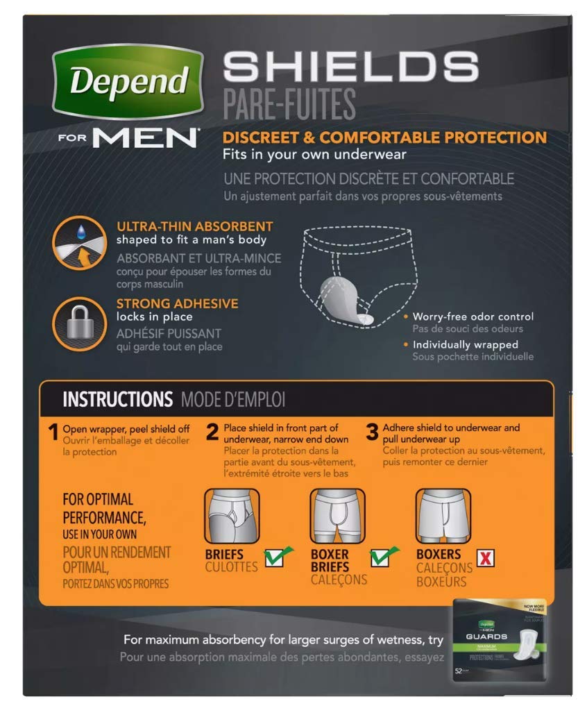 DependsMen Incontinence Shields/Pads Light Absorbency - 1 Box