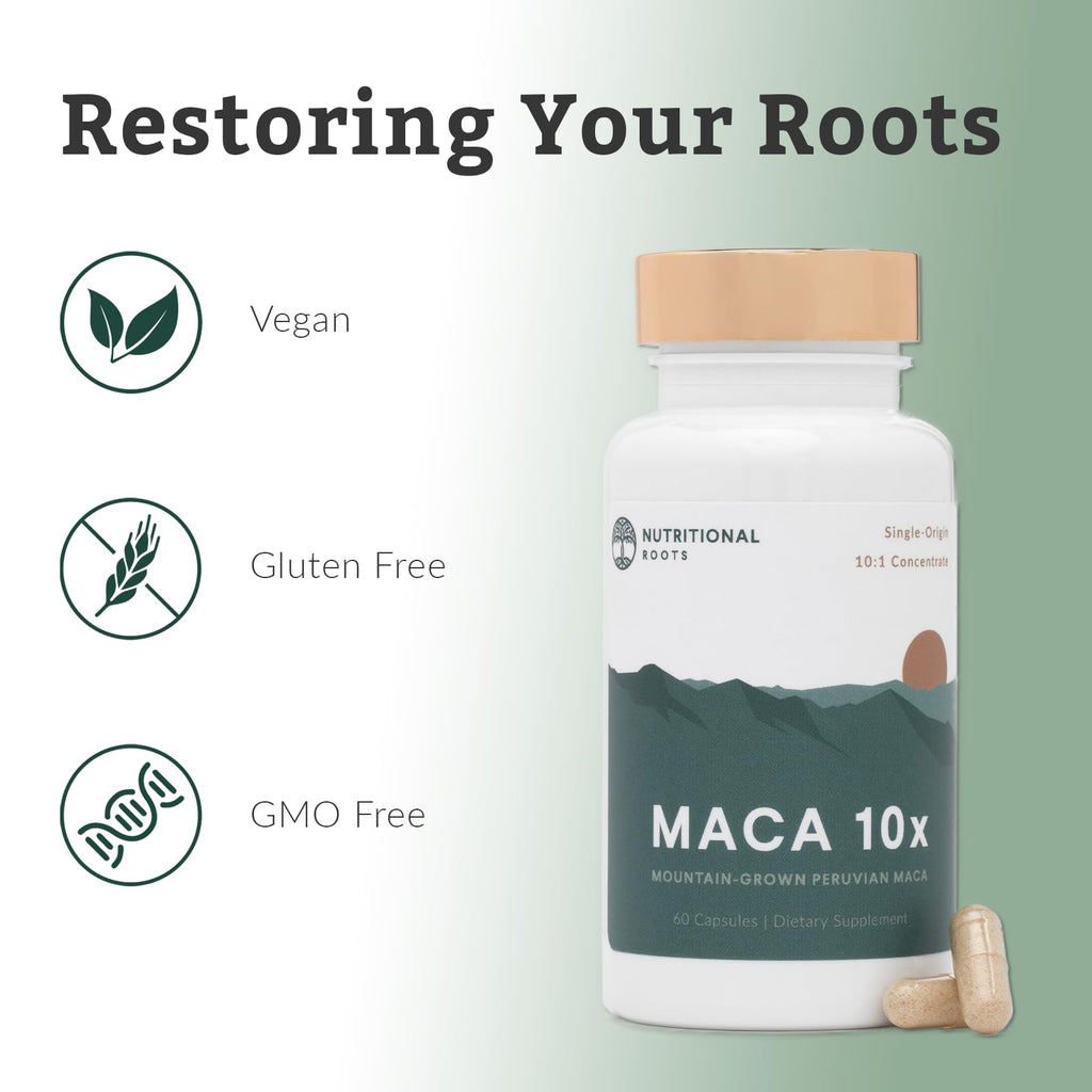 Nutritional Roots Organic Peruvian Maca Root 60 Gelatinized Capsules