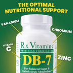 American Health Service DB-7 Balanced Sugar & Carbohydrate Metabolism Supplement with Chromium, Zinc, Vitamin C, & Vanadium, Hypoallergenic Supplement for Men & Women, 60 Capsules