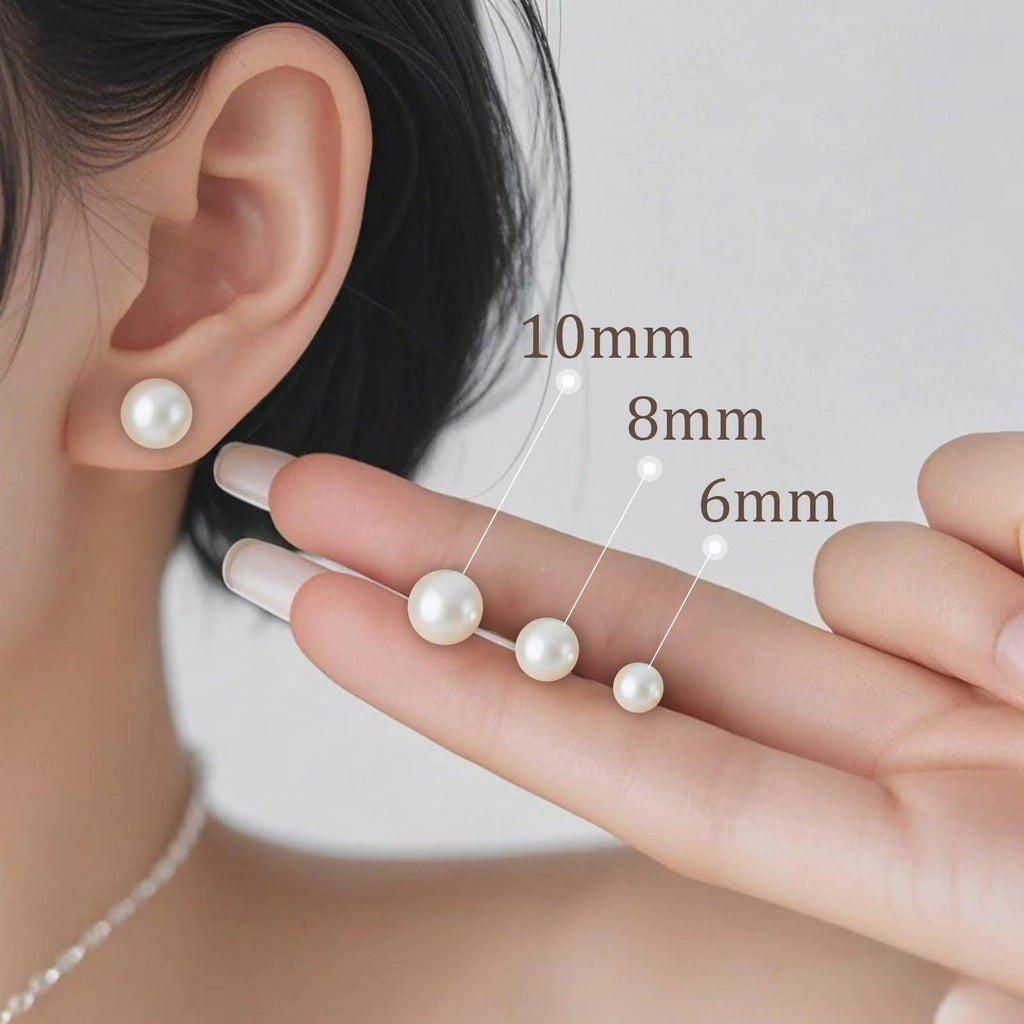 Freshwater Cultured Pearl Stud Earrings, 18K Gold Plated Sterling Silver