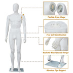Kinfant 6Ft Male Mannequin Dress Form Display - Manikin Torso Stand Realistic Full Body Mannequin for Retail Clothing Shops, Halloween Christmas Cosplay, White