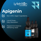 Lyfetrition Apigenin Supplement 70mg, 4 Oz Liquid, 220 Servings, Made in USA, Quick Absorption, Quality Potent Ingredients, Non-GMO, Cruelty-Free Products