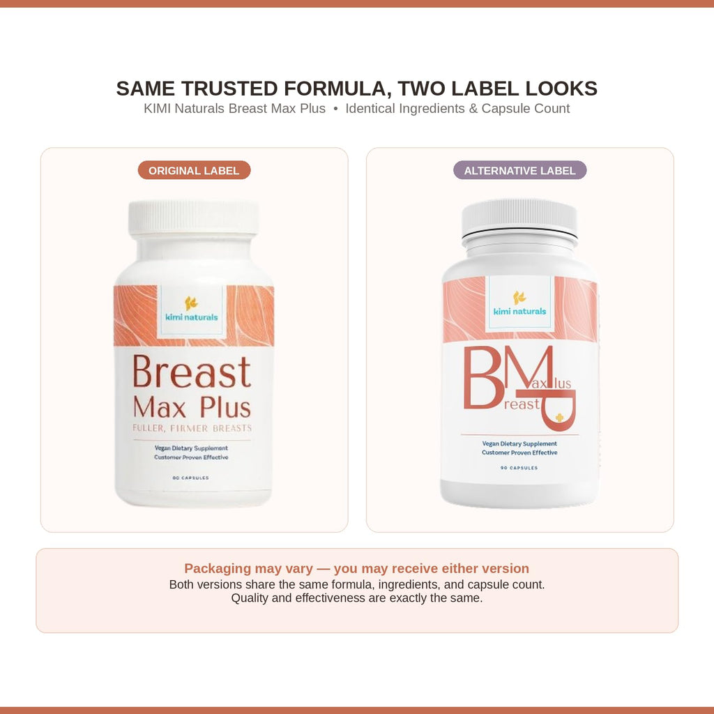 KIMI Naturals Breast Max Plus - Breast Enhancement Pills | Breast Enlargement Supplements with Fenugreek, Breast Growth, Supports Breast Firmness - 3 Month Supply
