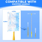 50 Pack Duster Refills Compatible with Swiffer, Disposable Microfiber Replacement Heads for Multi-Surface Cleaning on Blinds, Furniture & Fans, Blue (No Handle)
