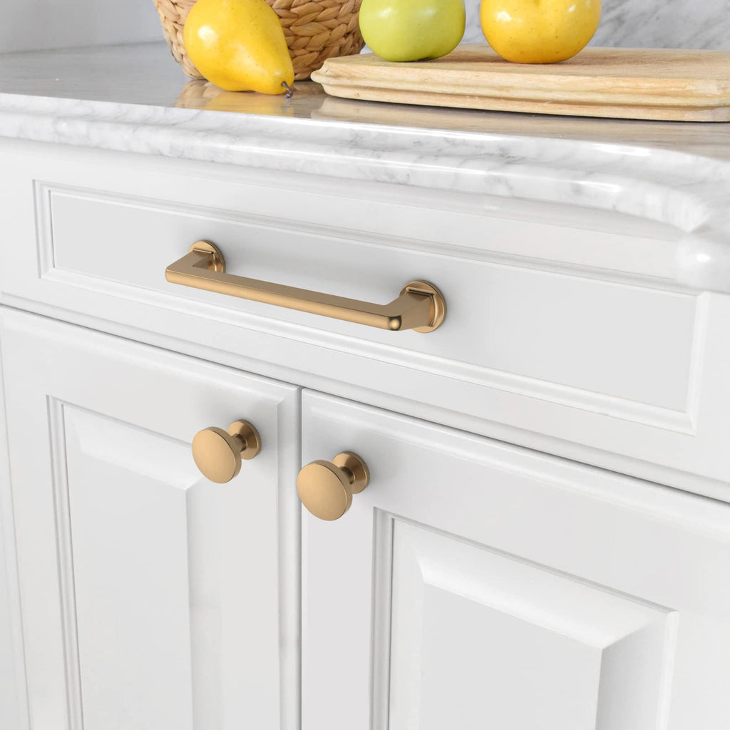 Amerdeco 10 Pack Champagne Bronze Cabinet Knobs Single Hole Cabinet Pulls Round Kitchen Cabinet Knobs Drawer Knobs Dresser Knobs and Pulls for Bathroom Cabinets ZH0051