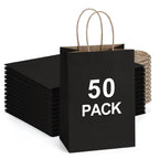 BagDream Gift Bags with Handles 5.25x3x8 Inch Black 50 Pack Bulk
