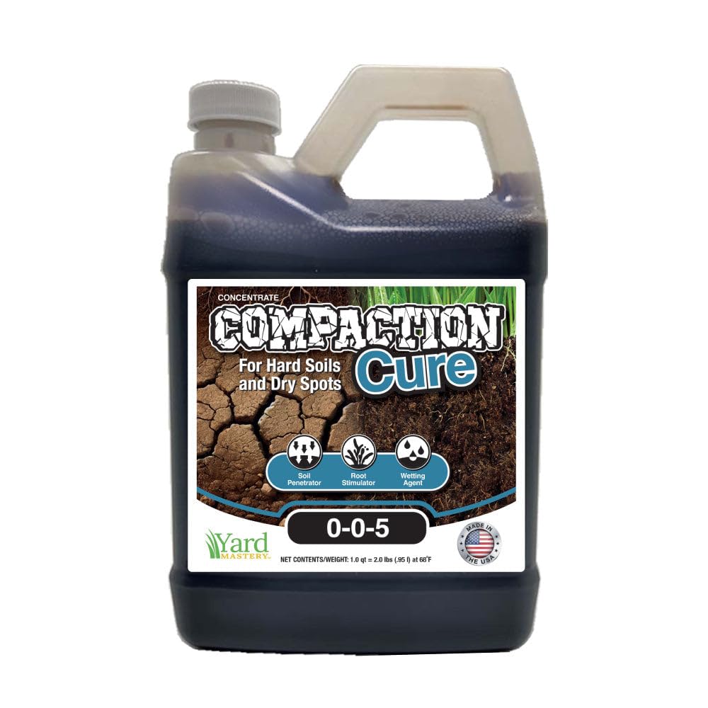 Compaction Cure Liquid Soil Aerator – Loosens Hard Soil & Improves Drainage – 1 Quart (32 oz) = Covers up to 5,333 sq ft – Liquid Aeration for Lawns, No Mechanical Aerator Needed – Yard Mastery