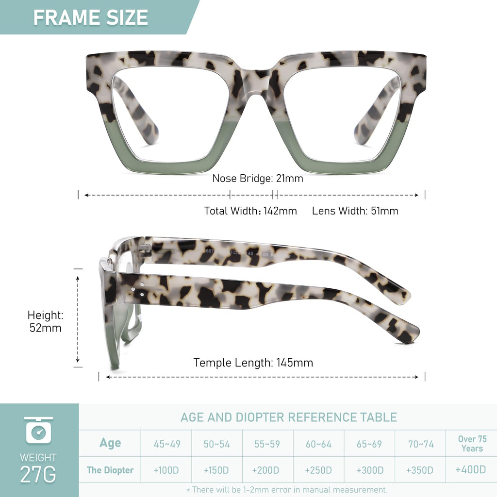 Kafirlo Oversized Reading Glasses For Women Readers Oprah Style Blue Light Blocking Computer Cheaters Designer Ladies Square Large Frame Stylish Fashion Funky Cute Trendy Big Head Best 3 Pack +1.50